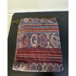 Pashmina Silk Scarf Wrap Shawl Blue Red Paisley Fringe 55% Pashmina 45% Silk